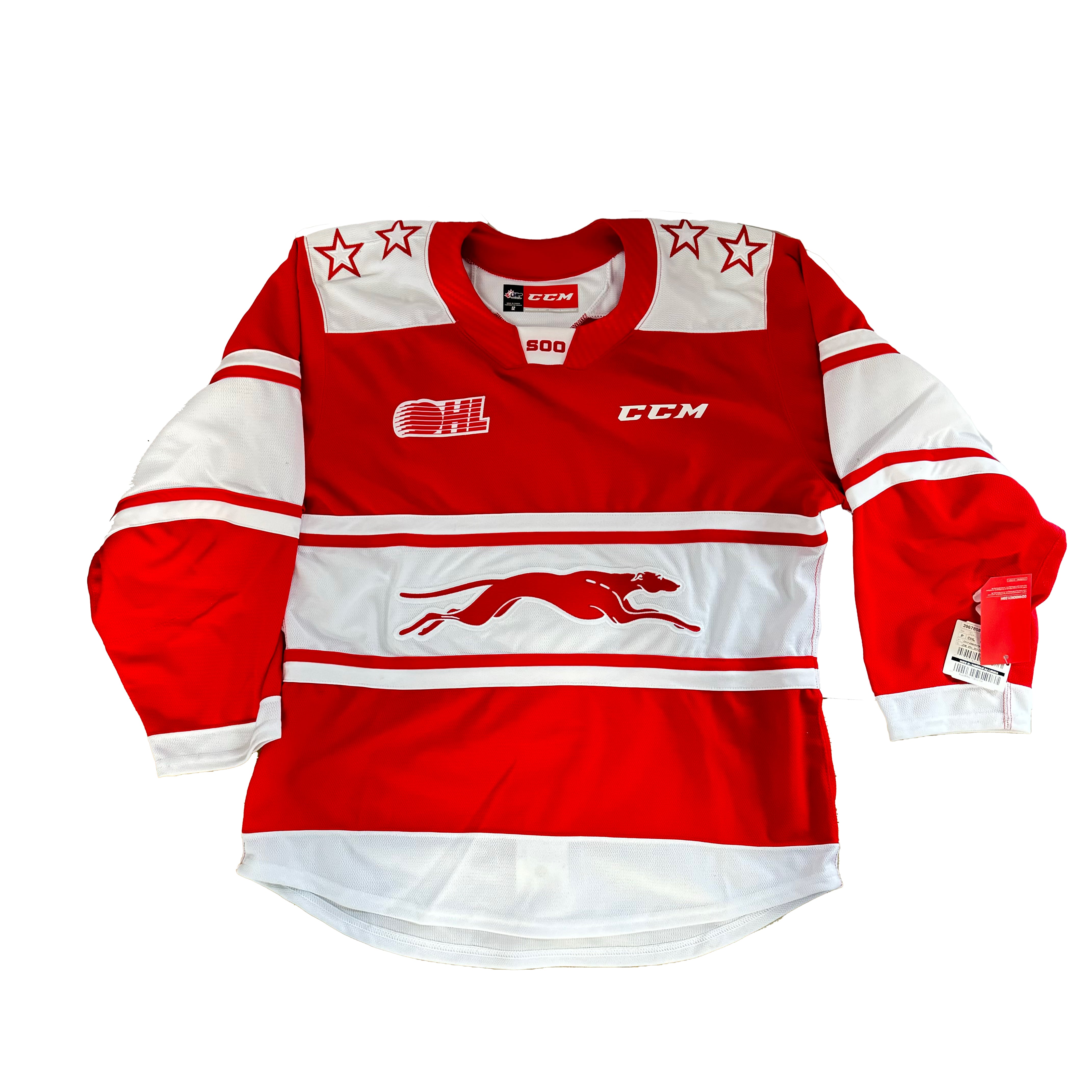 OHL - Maillot extérieur des Greyhounds de Sault Ste. Marie (rouge/blanc)